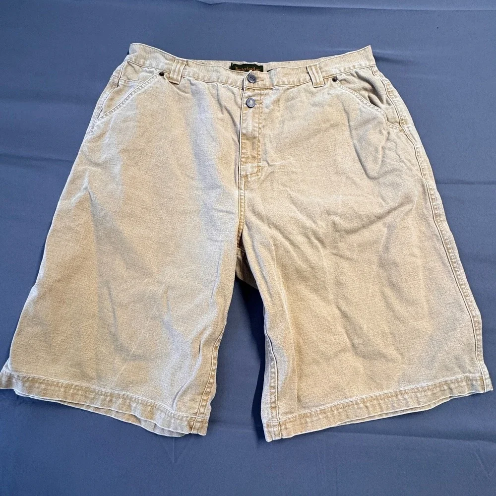 Timberland Mens‎ Canvas Carpenter Shorts Tan Khaki Cotton Relaxed Fit 36 Waist